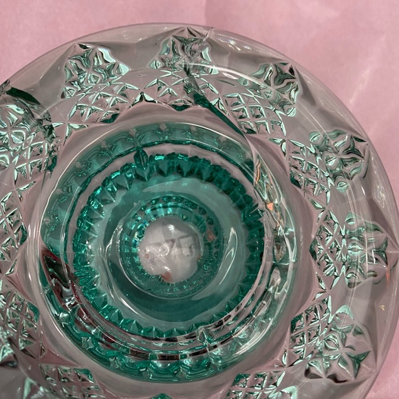 VINTAGE TURQUOISE CANDLE HOLDERS BY BALI GLASS INDONESIA - Picture 6 of 7